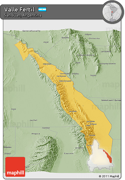 Savanna Style 3D Map of Valle Fertil