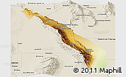 Physical Panoramic Map of Valle Fertil, shaded relief outside