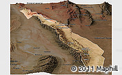 Satellite Panoramic Map of Valle Fertil, darken