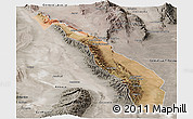 Satellite Panoramic Map of Valle Fertil, semi-desaturated