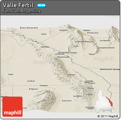 Shaded Relief Panoramic Map of Valle Fertil