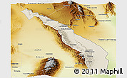 Shaded Relief Panoramic Map of Valle Fertil, physical outside