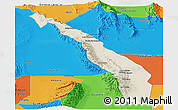 Shaded Relief Panoramic Map of Valle Fertil, political outside