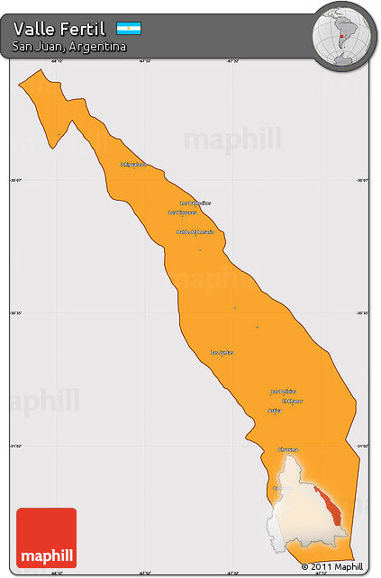 Political Simple Map of Valle Fertil, cropped outside