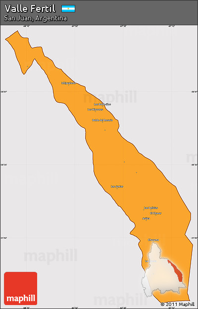 Political Simple Map of Valle Fertil, cropped outside