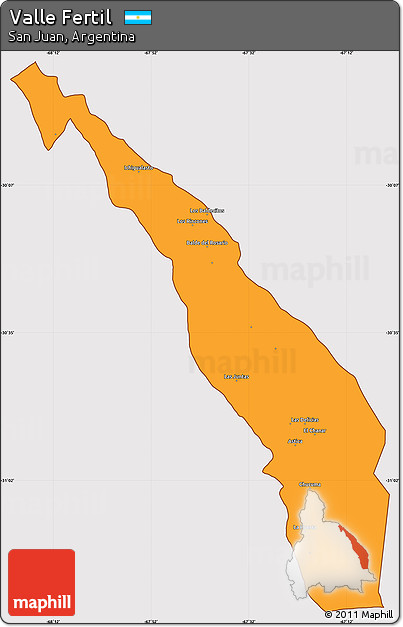 Political Simple Map of Valle Fertil, cropped outside