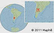 Savanna Style Location Map of San Luis, within the entire country, hill shading