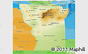 Physical Panoramic Map of San Luis, political shades outside
