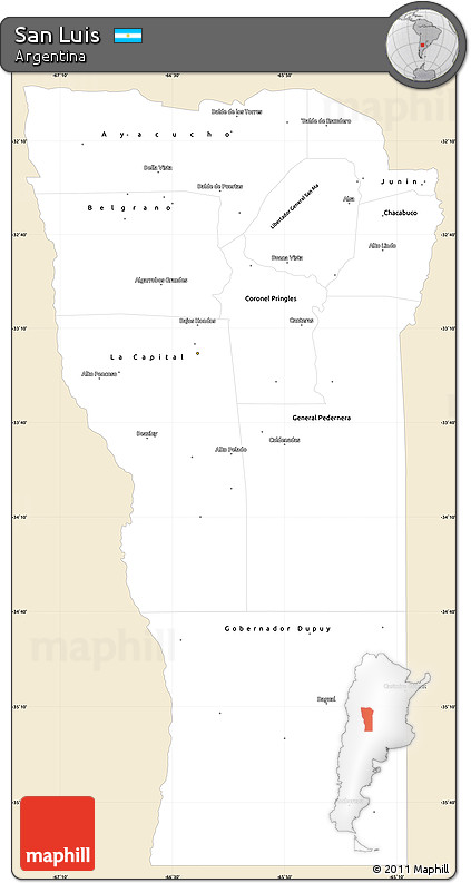 Classic Style Simple Map of San Luis, single color outside