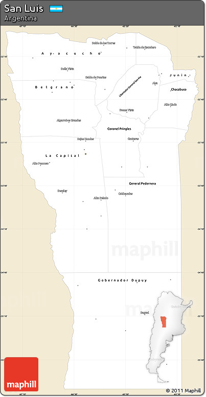 Classic Style Simple Map of San Luis, single color outside
