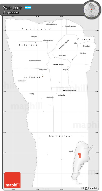 Silver Style Simple Map of San Luis, single color outside