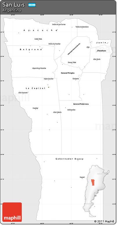 Silver Style Simple Map of San Luis, single color outside