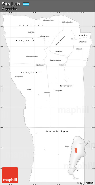 Silver Style Simple Map of San Luis, single color outside