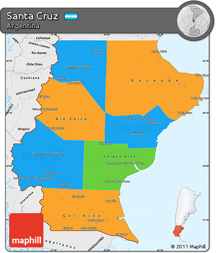 Political Simple Map of Santa Cruz, single color outside, borders and labels