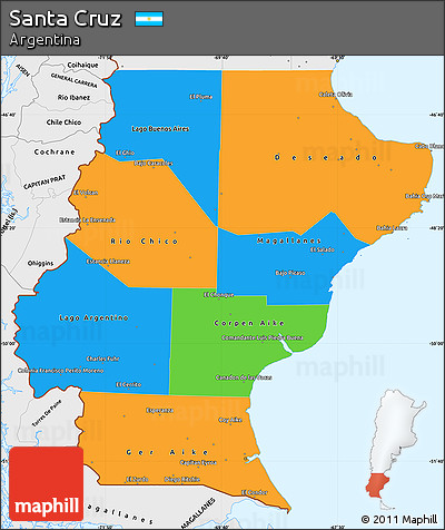 Political Simple Map of Santa Cruz, single color outside, borders and labels