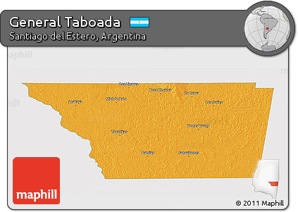 Political 3D Map of General Taboada, single color outside