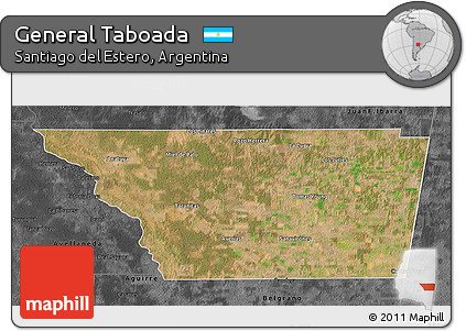 Satellite 3D Map of General Taboada, darken, desaturated