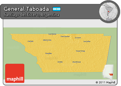 Savanna Style 3D Map of General Taboada, single color outside