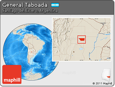 Shaded Relief Location Map of General Taboada