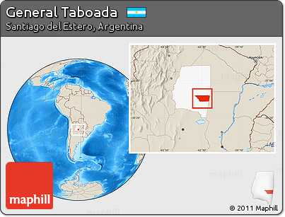 Shaded Relief Location Map of General Taboada, highlighted parent region