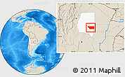 Shaded Relief Location Map of General Taboada, highlighted parent region