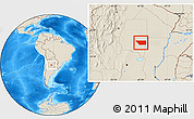 Shaded Relief Location Map of General Taboada