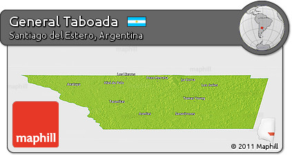 Physical Panoramic Map of General Taboada, single color outside