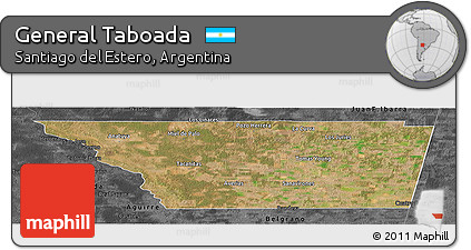 Satellite Panoramic Map of General Taboada, darken, desaturated