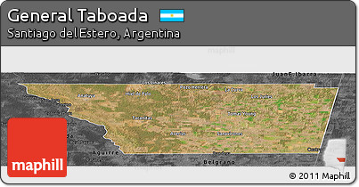 Satellite Panoramic Map of General Taboada, darken, desaturated