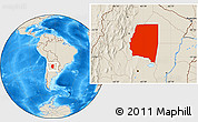 Shaded Relief Location Map of Santiago del Estero