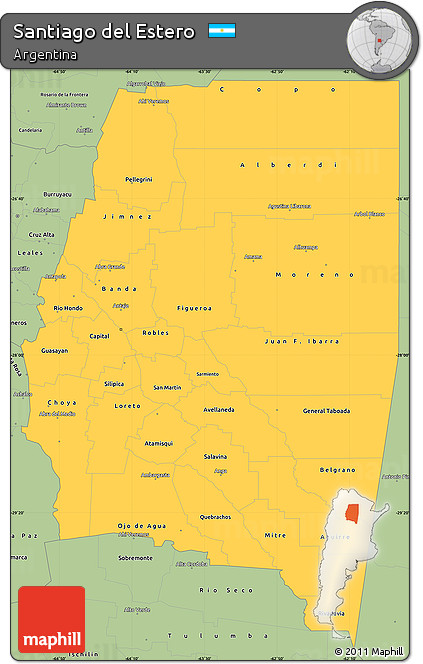 Savanna Style Simple Map of Santiago Del Estero