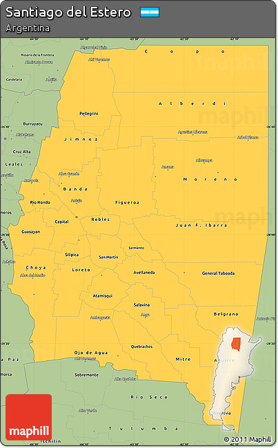 Savanna Style Simple Map of Santiago Del Estero
