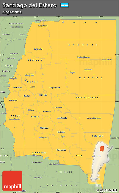 Savanna Style Simple Map of Santiago Del Estero