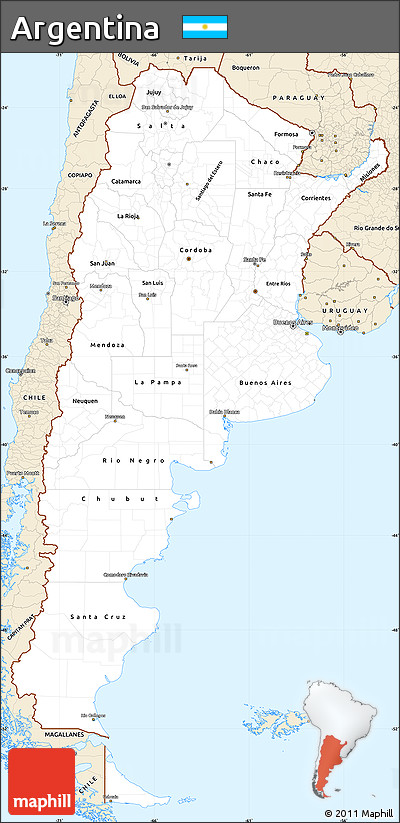 Classic Style Simple Map of Argentina