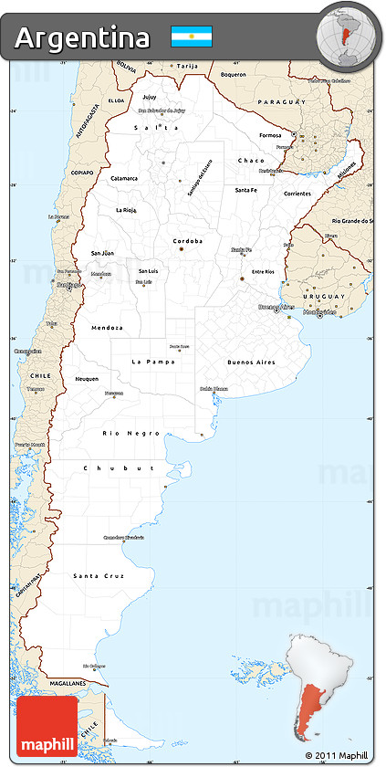 Classic Style Simple Map of Argentina