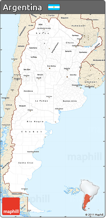 Classic Style Simple Map of Argentina