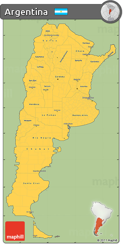 Savanna Style Simple Map of Argentina, cropped outside