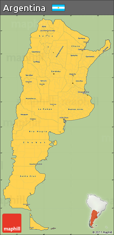 Savanna Style Simple Map of Argentina, cropped outside