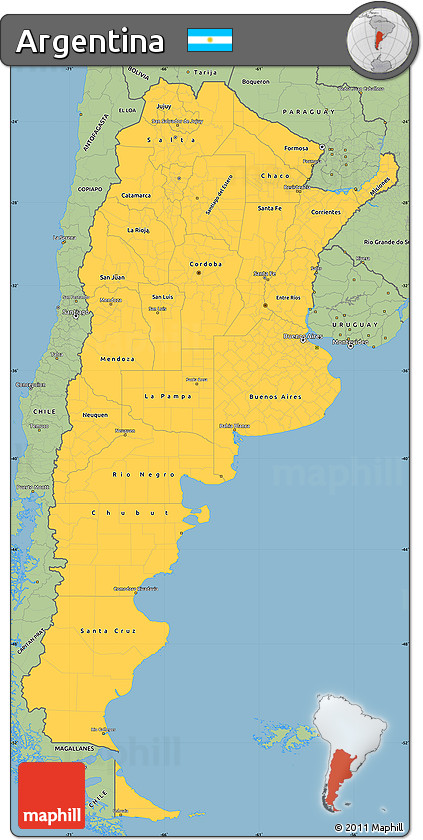 Savanna Style Simple Map of Argentina