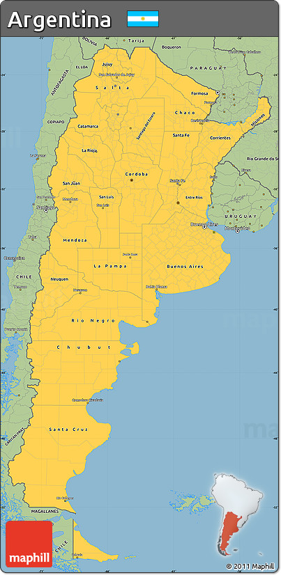 Savanna Style Simple Map of Argentina