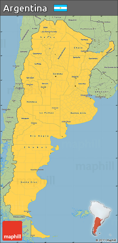 Savanna Style Simple Map of Argentina