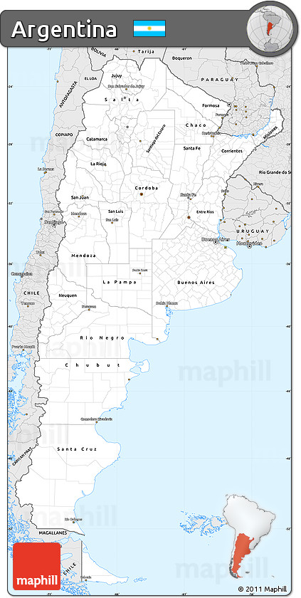 Silver Style Simple Map of Argentina