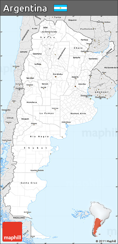 Silver Style Simple Map of Argentina