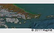 Satellite 3D Map of Ushuaia (Is.), darken
