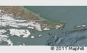 Satellite 3D Map of Ushuaia (Is.), semi-desaturated