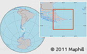 Gray Location Map of Ushuaia (Is.)