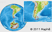 Physical Location Map of Ushuaia (Is.), within the entire country