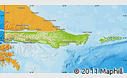 Physical Map of Ushuaia, political outside