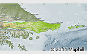 Physical Map of Ushuaia, semi-desaturated