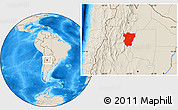 Shaded Relief Location Map of Tucuman